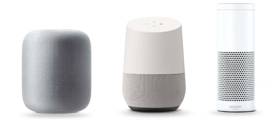Apple HomePod, Amazon Echo, Google Home