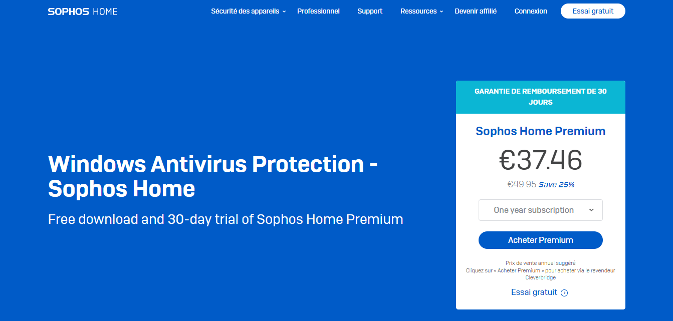 sophos home - logiciels antivirus comparatif 2023