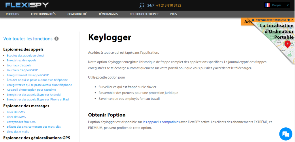 flexispy - keyloggers pour enregistrer les frappes du clavier