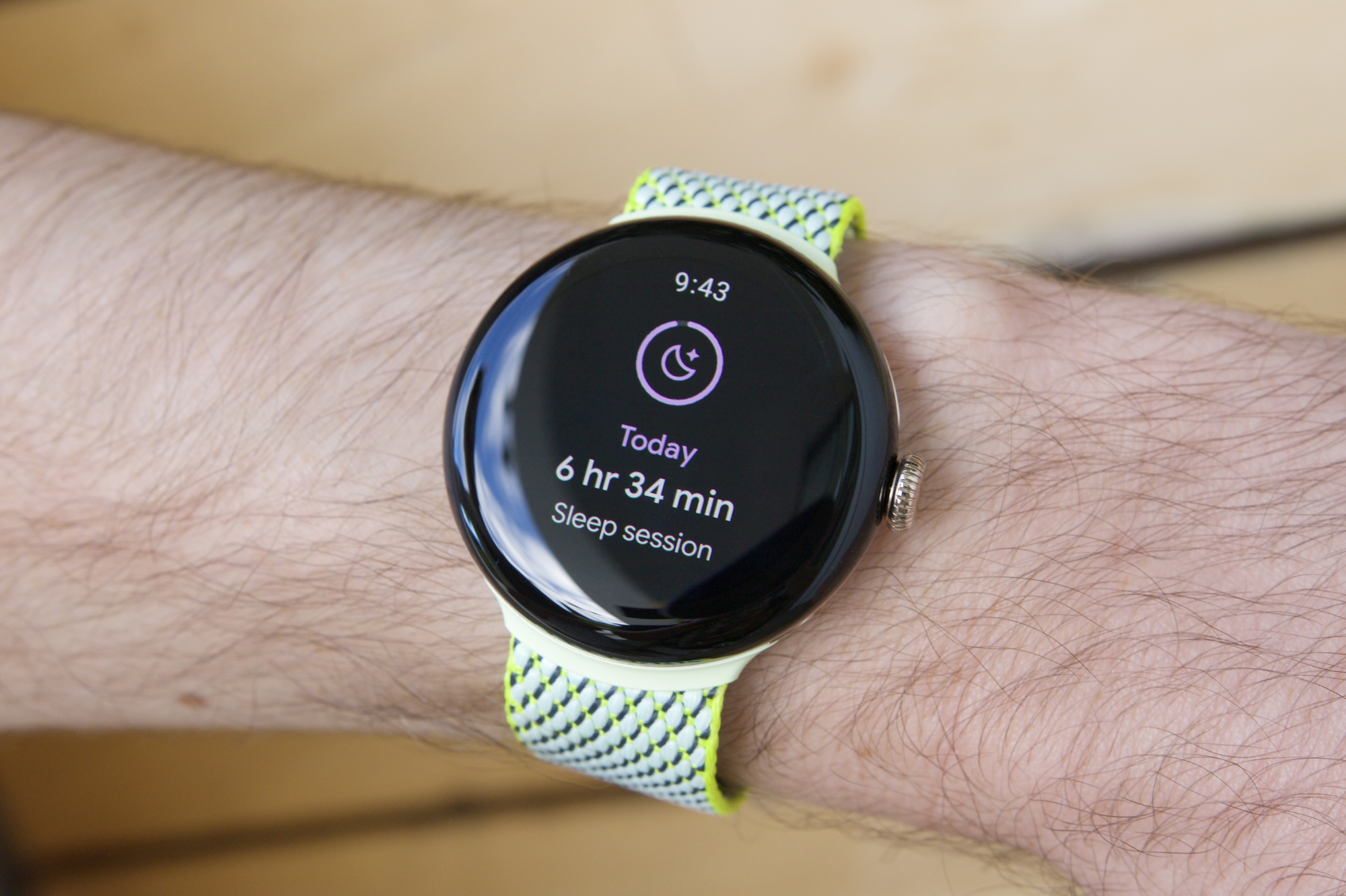 Données de suivi du sommeil sur la montre Google Pixel 2.