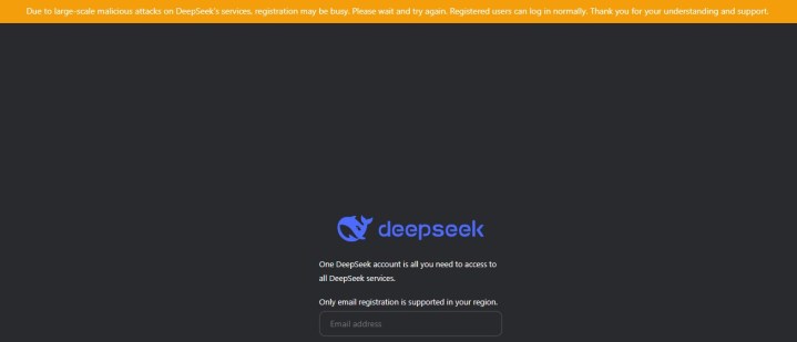 La page d'inscription de Deepseek.