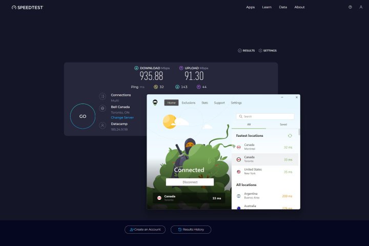 Adguard VPN était aussi rapide que ma connexion Ethernet native lorsque j'ai choisi un serveur à proximité.