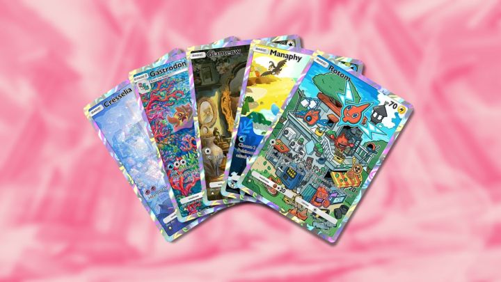 Cresselia, Gastrodon, Glameow, Manaphy et Rotom dans Pokemon TCG Pocket.