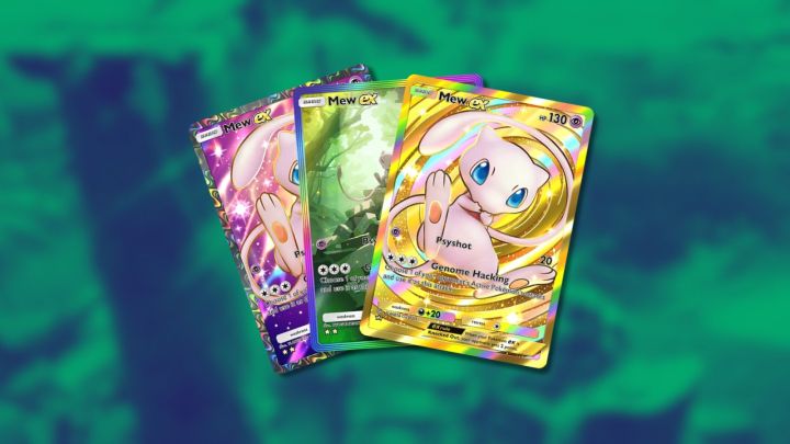 Trois cartes Mew Ex dans Pokemon TCG Pocket.