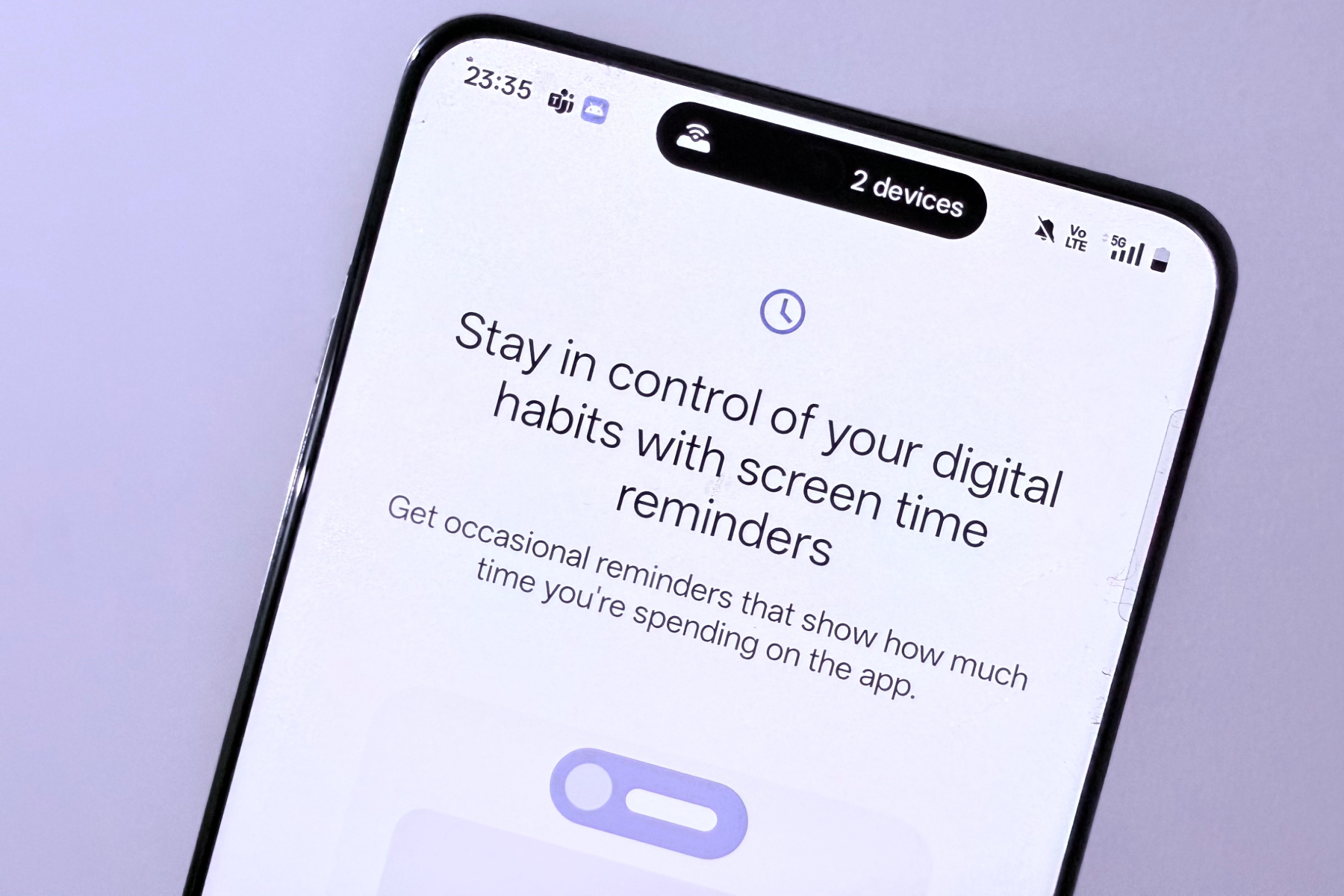 Outils de bien-être numérique sur un téléphone Android.