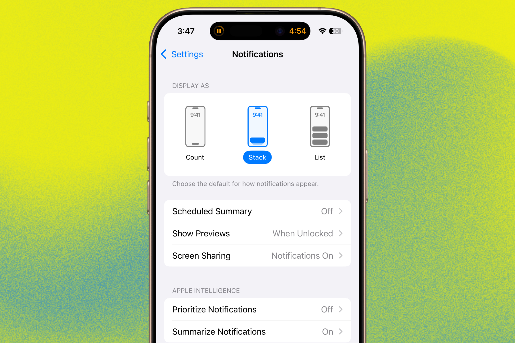Notifications prioritaires basculer sur un iPhone