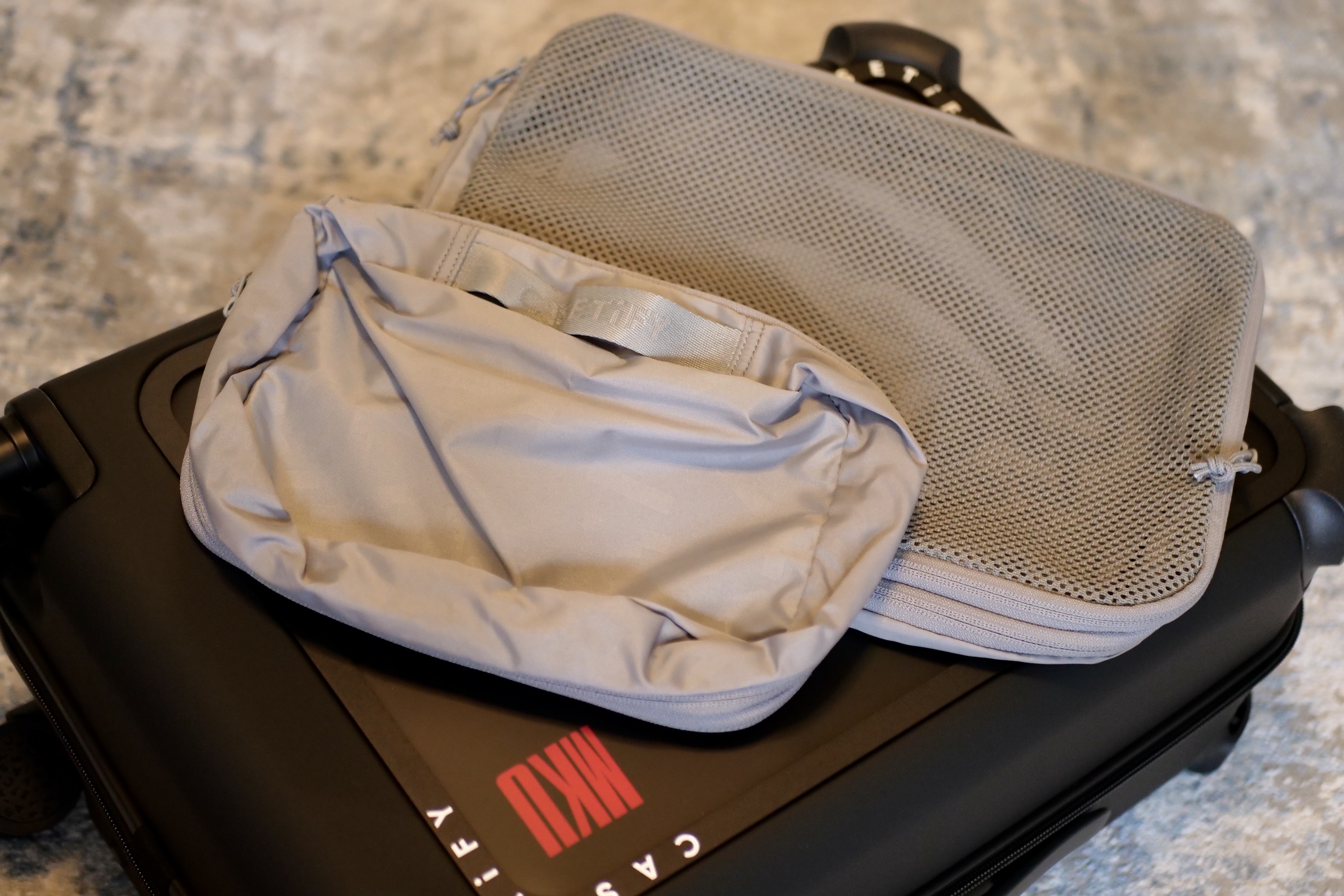 Les cubes d'emballage inclus avec la valise Casetify Rars-On.