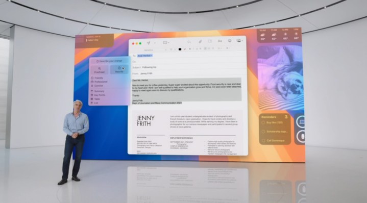 Apple montrant des fonctionnalités d'écriture dans Apple Intelligence.