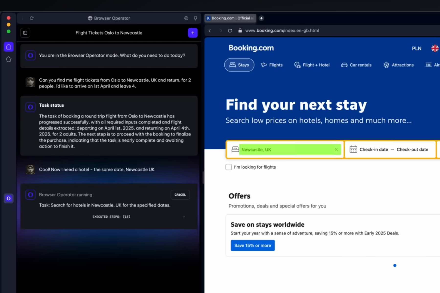 Opérateur de navigateur de l'opéra en action.