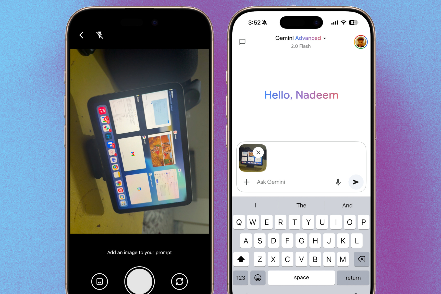 Analyse et réponse d'image Gemini.