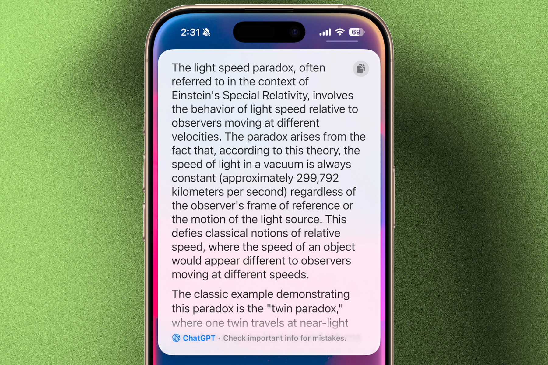 Chatgpt fournissant une réponse après Siri.