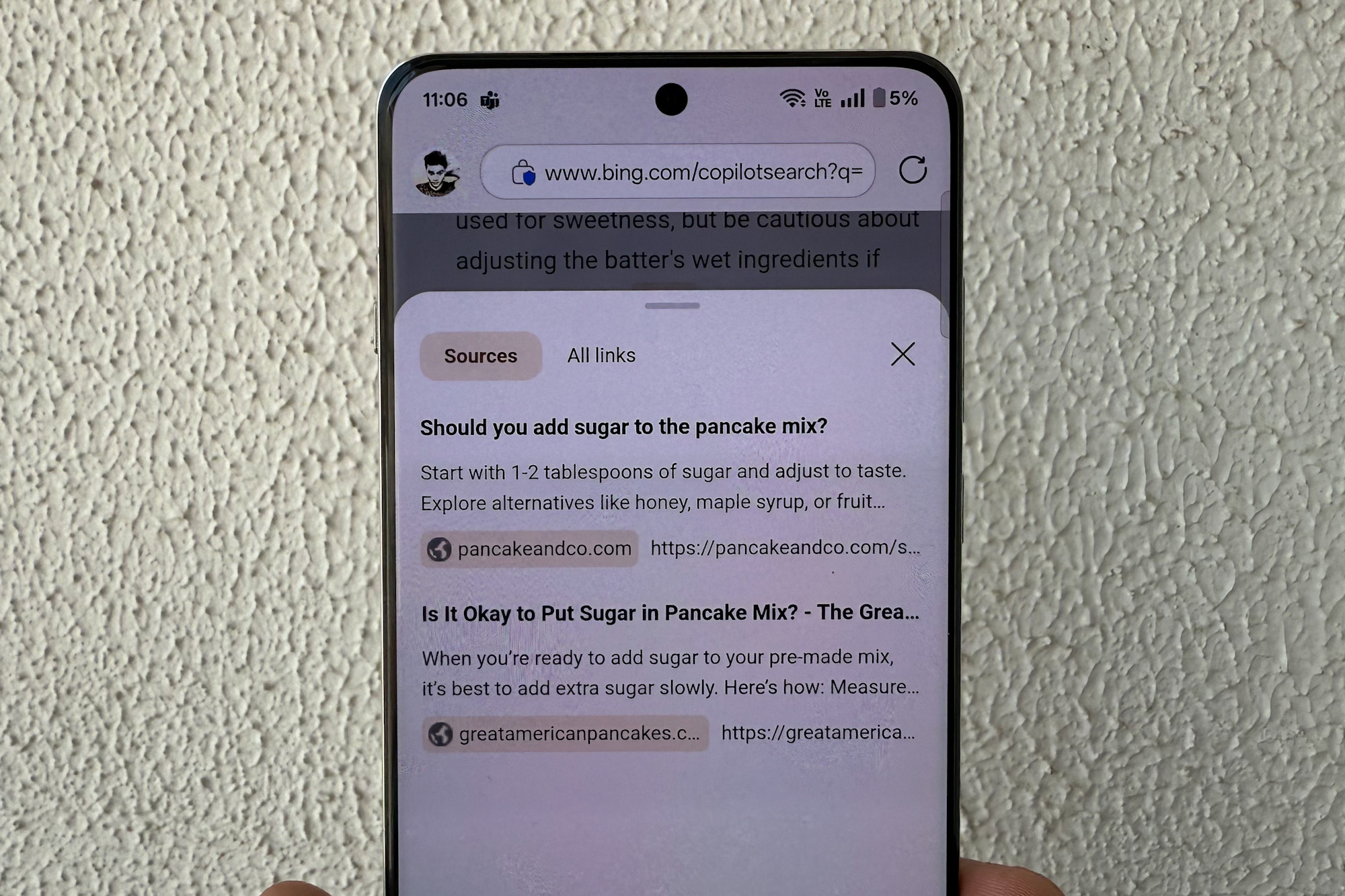 Recherche de copilote dans le navigateur Edge.