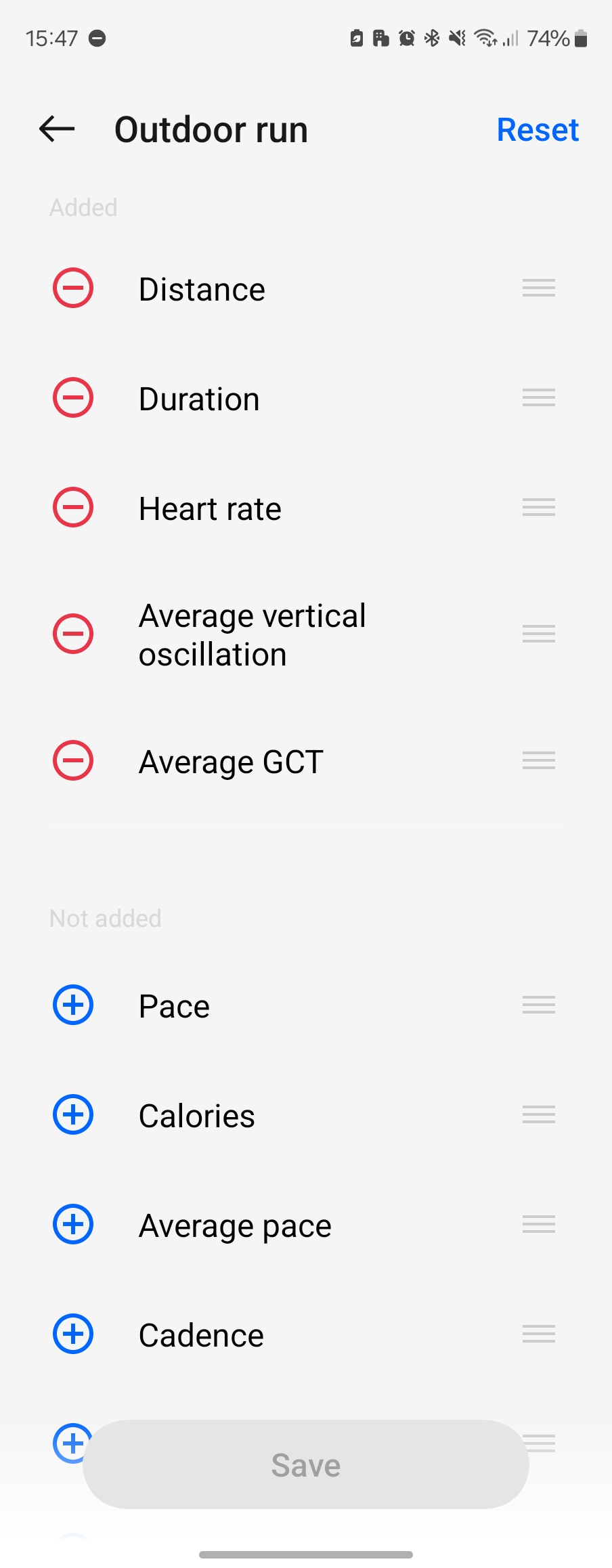 Modification des paramètres de carreaux en cours d'OHEALTH.