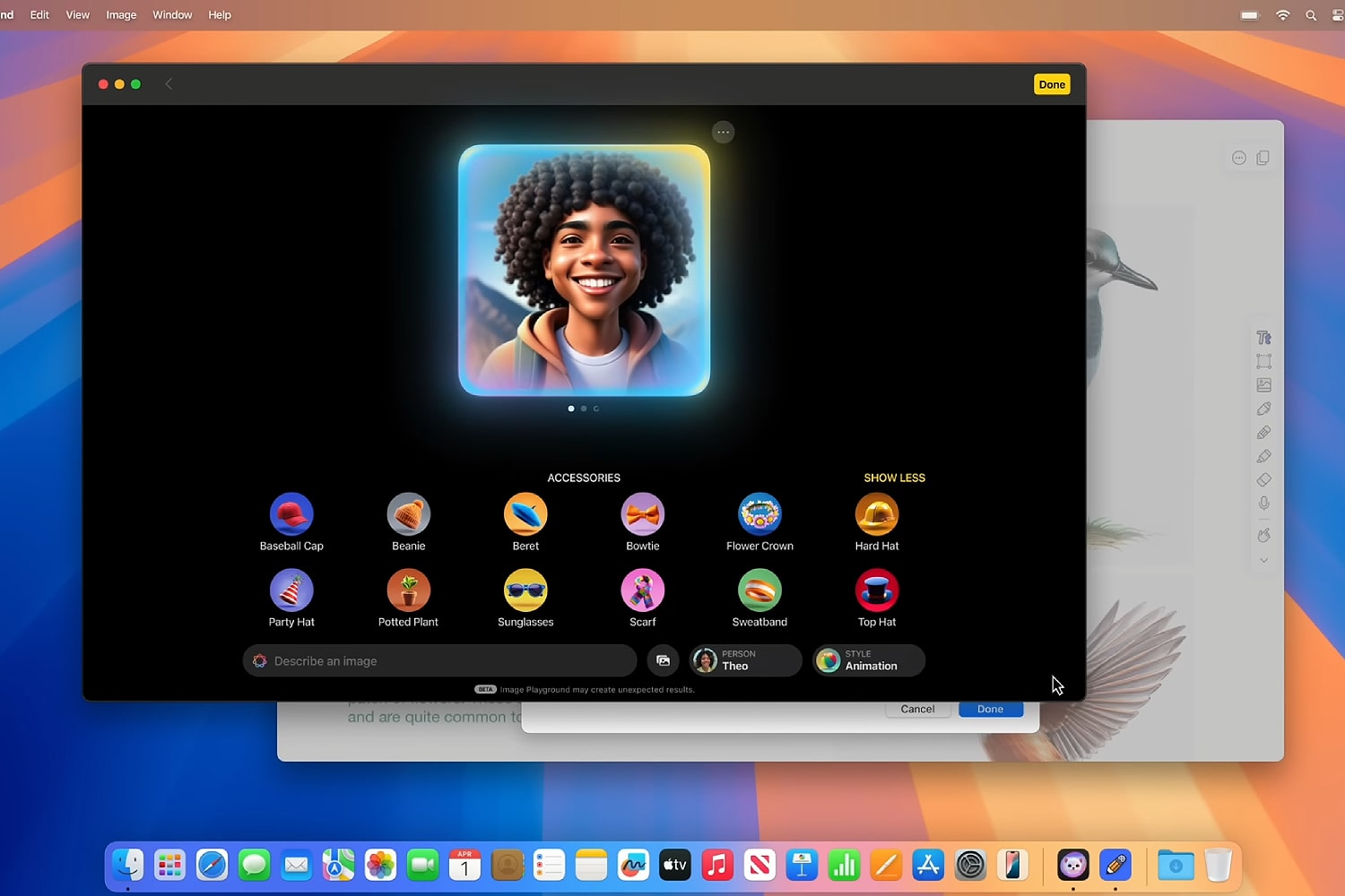 L'image de jeux d'image utilisée avec Apple Intelligence dans MacOS Sequoia.