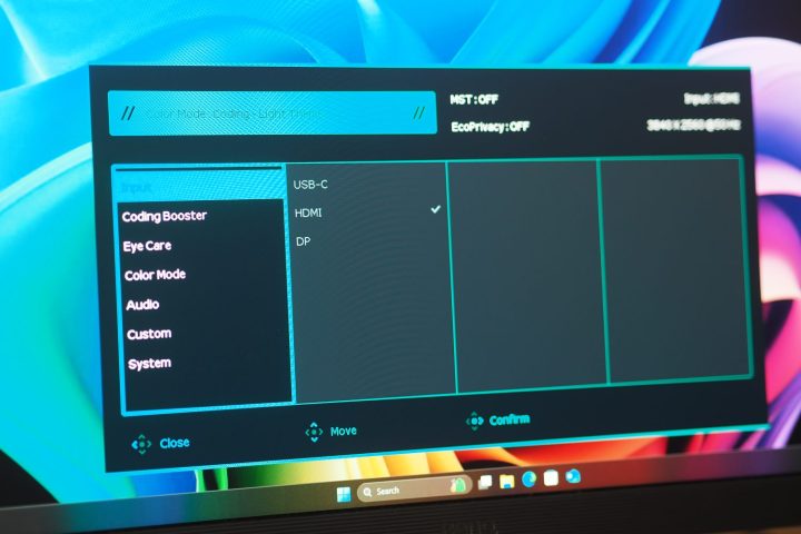 Vue de front Benq RD280UA montrant la vue principale OSD.