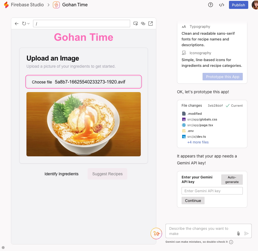 Application de recette Google Firebase App Builder.