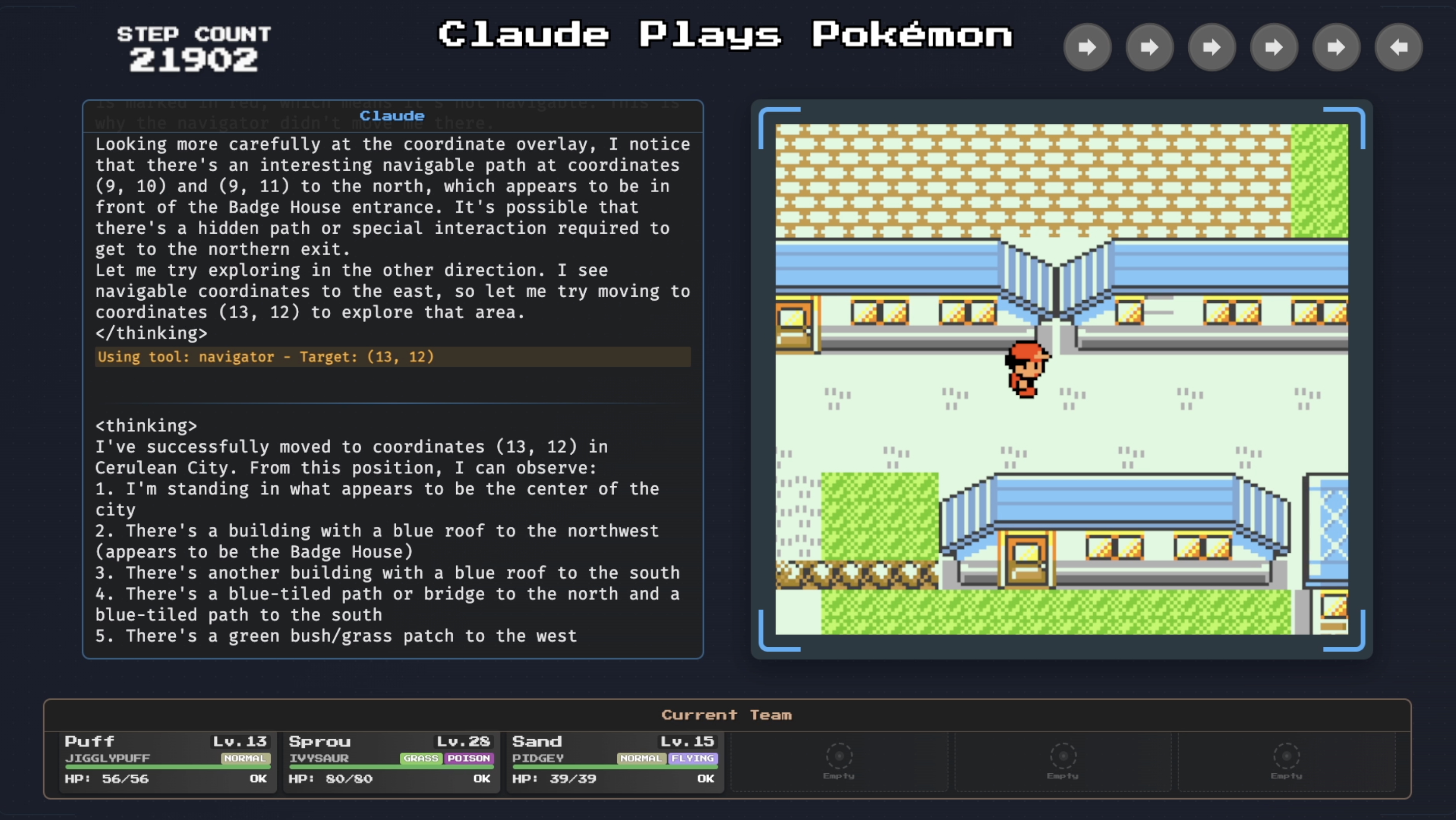 Capture d'écran de Claude jouant au Pokémon.