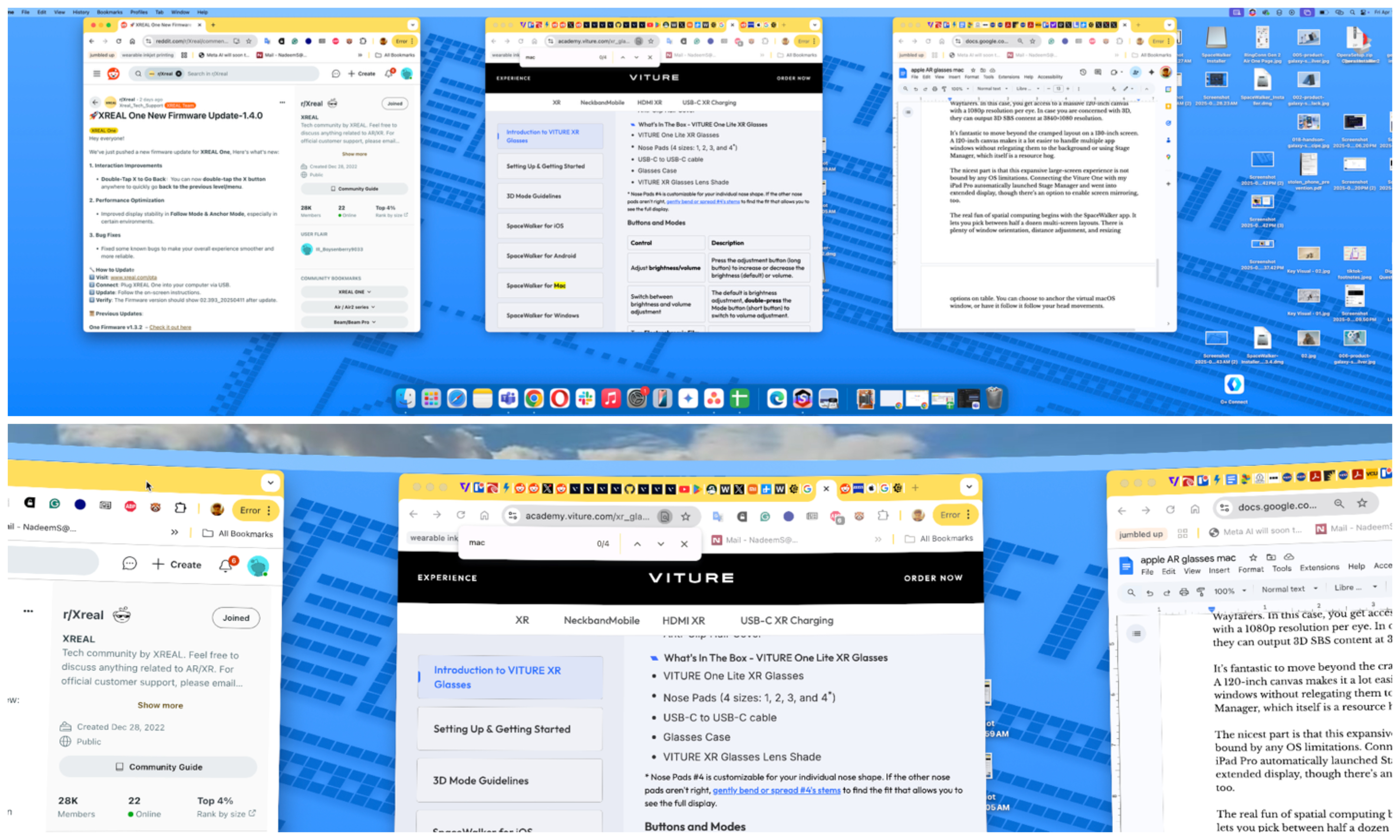 MacOS Windows apparaissant dans l'application SpaceWalker.