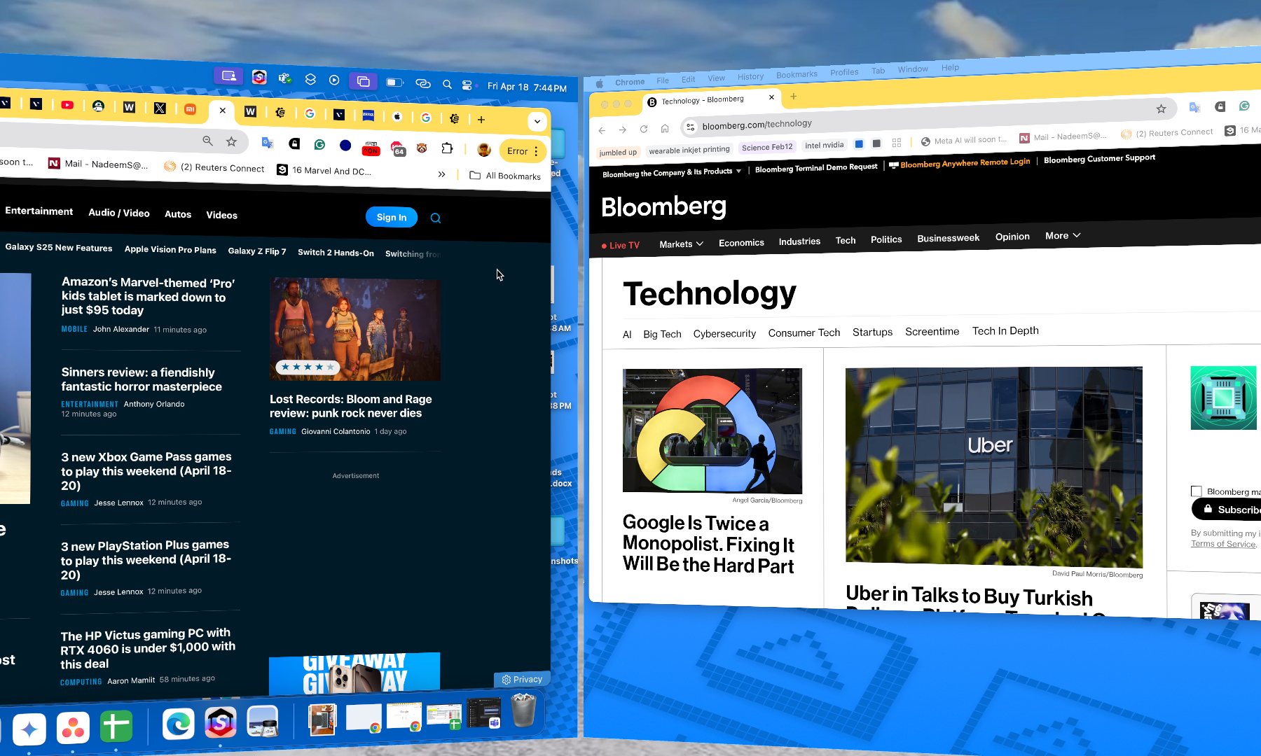 Windows de macOS côte à côte dans SpaceWalker.