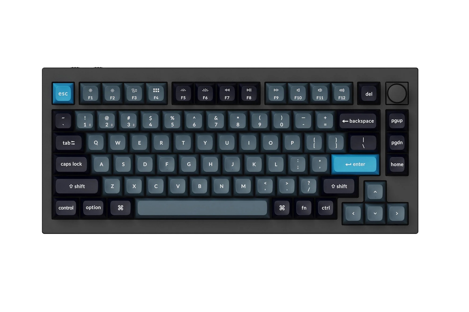 Le clavier mécanique sans fil Keychron Q1 Pro sans fil sur un fond blanc.