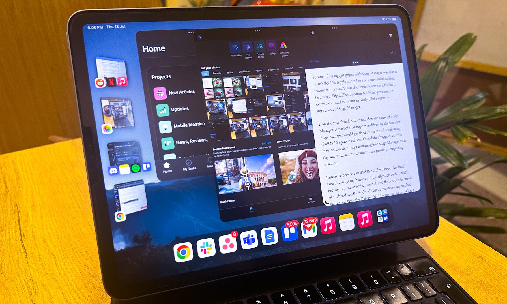 Gestionnaire de scène sur iPad Pro avec M1.