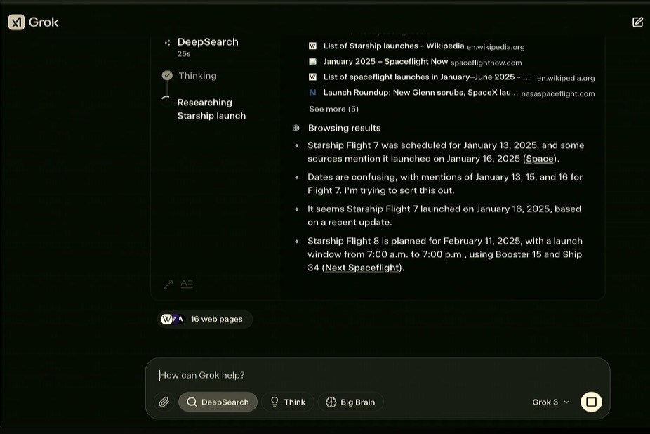 Réponse de pensée profonde de Grok 3.