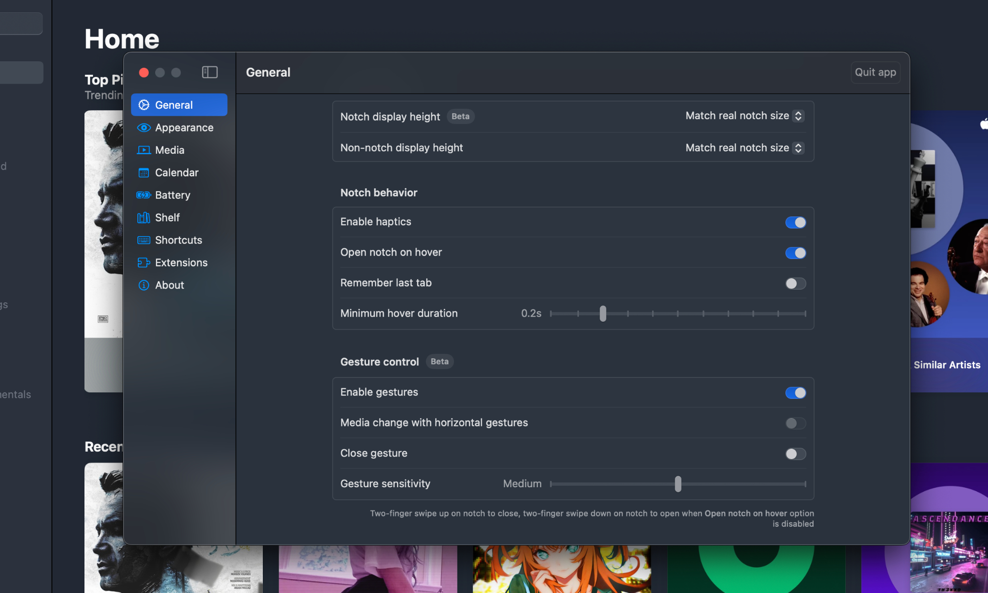 Contrôles de base dans l'application Notch Boring.