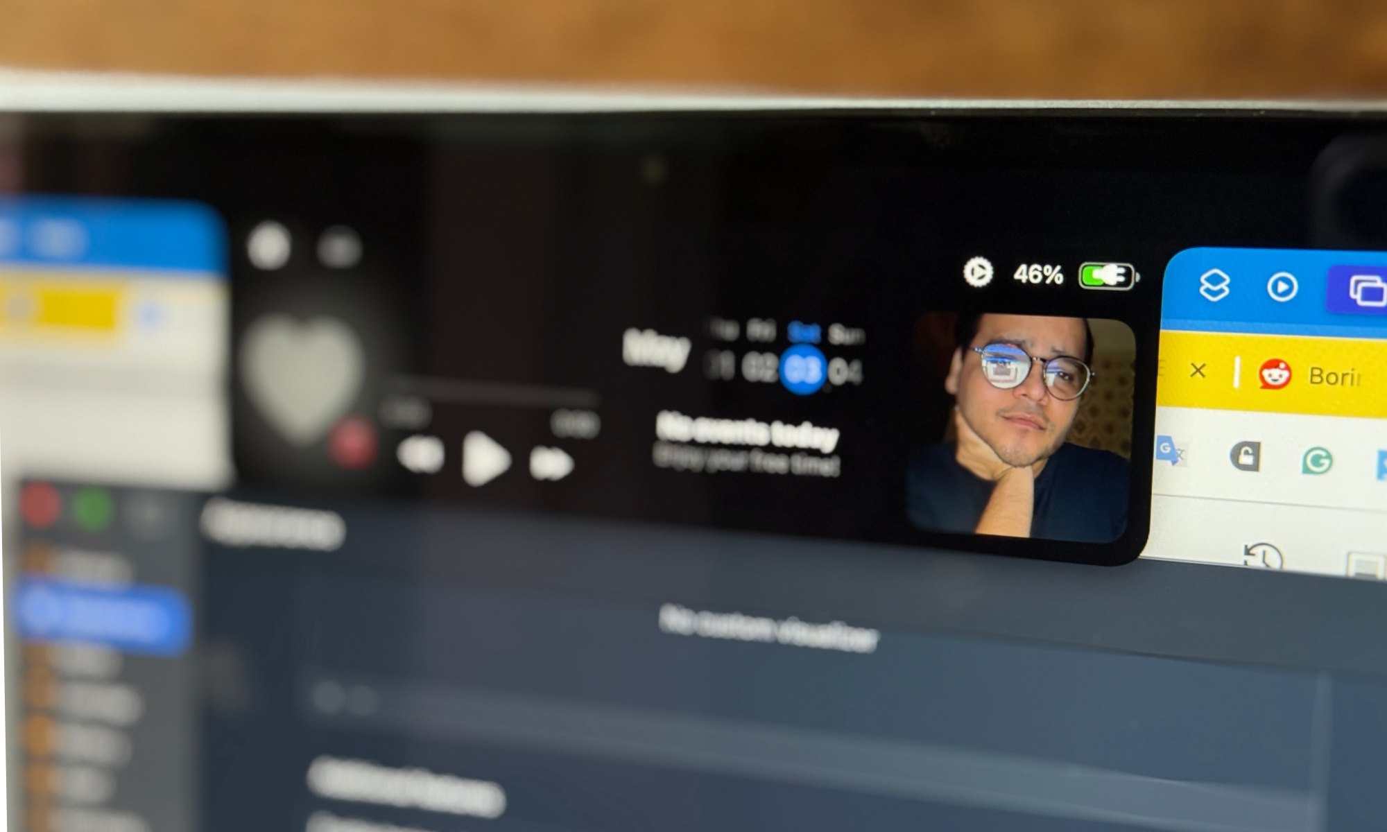 Aperçu de la caméra dans l'application Notch ennuyeuse.