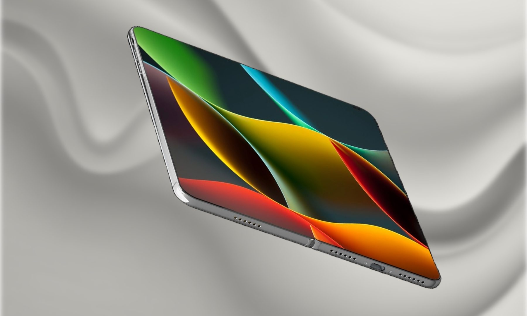 Rendu concept d'un iPhone pliable.