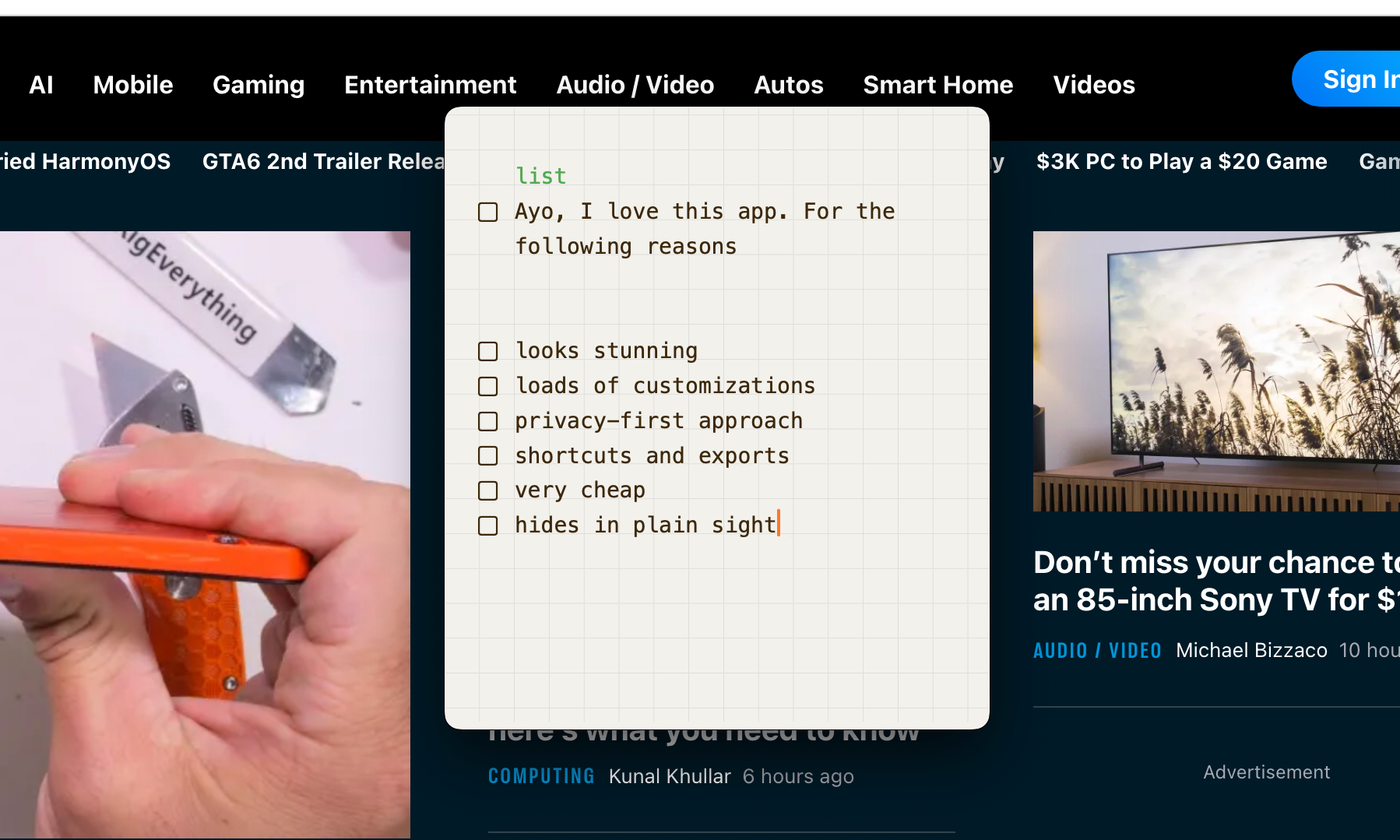 Faire une liste dans l'application antinote pour macOS.