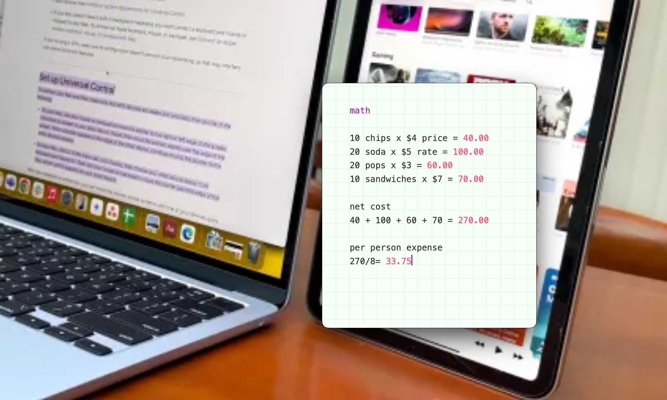 Faire des mathématiques dans l'application Antinote pour macOS.
