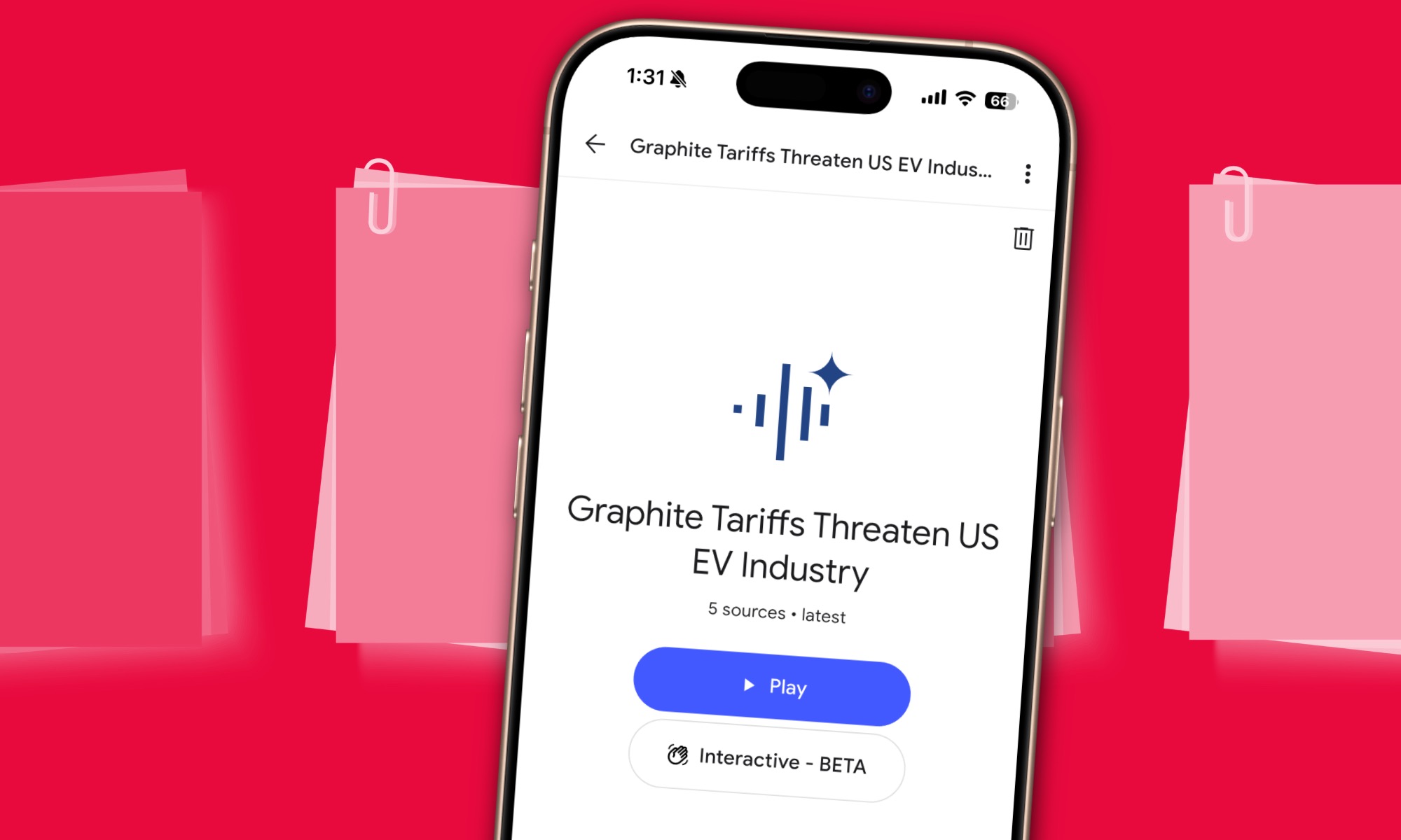 Génération de podcass dans l'application Notebooklm sur iPhone 16 Pro.