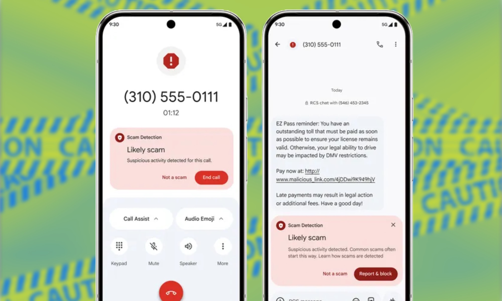 Détection et avertissement dans les messages Google et les applications téléphoniques