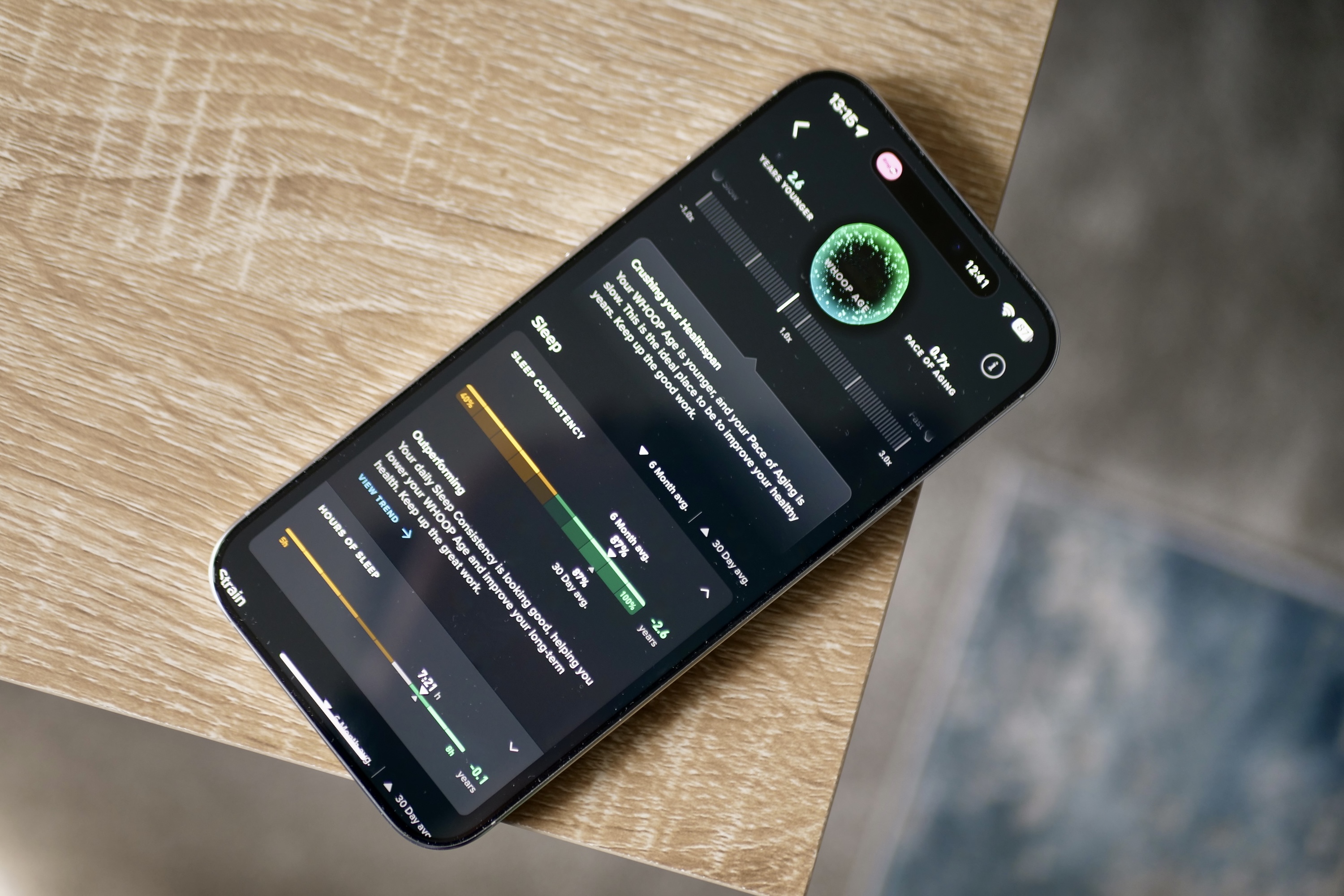 La fonctionnalité HealthSpan dans l'application Whoop 5.0.