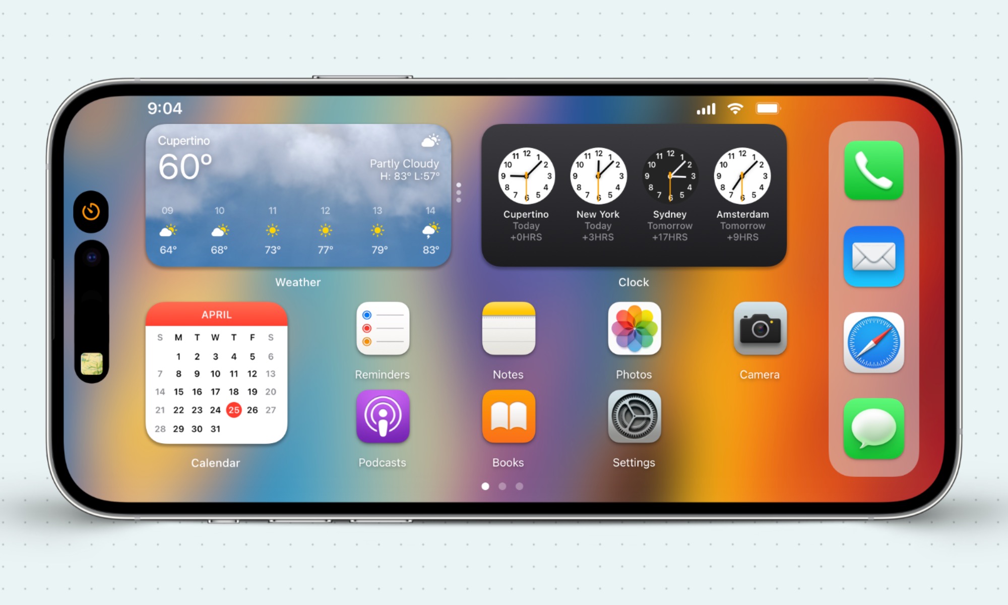 Concept d'écran d'accueil du paysage sur iPhone.