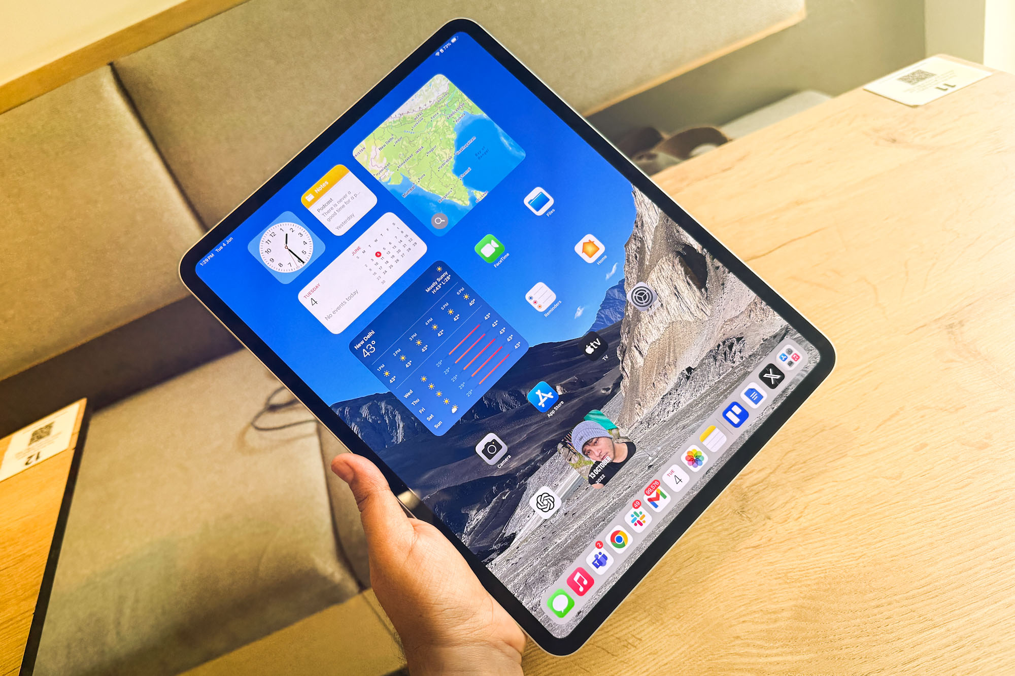 Écran d'accueil de l'iPad Pro M4.