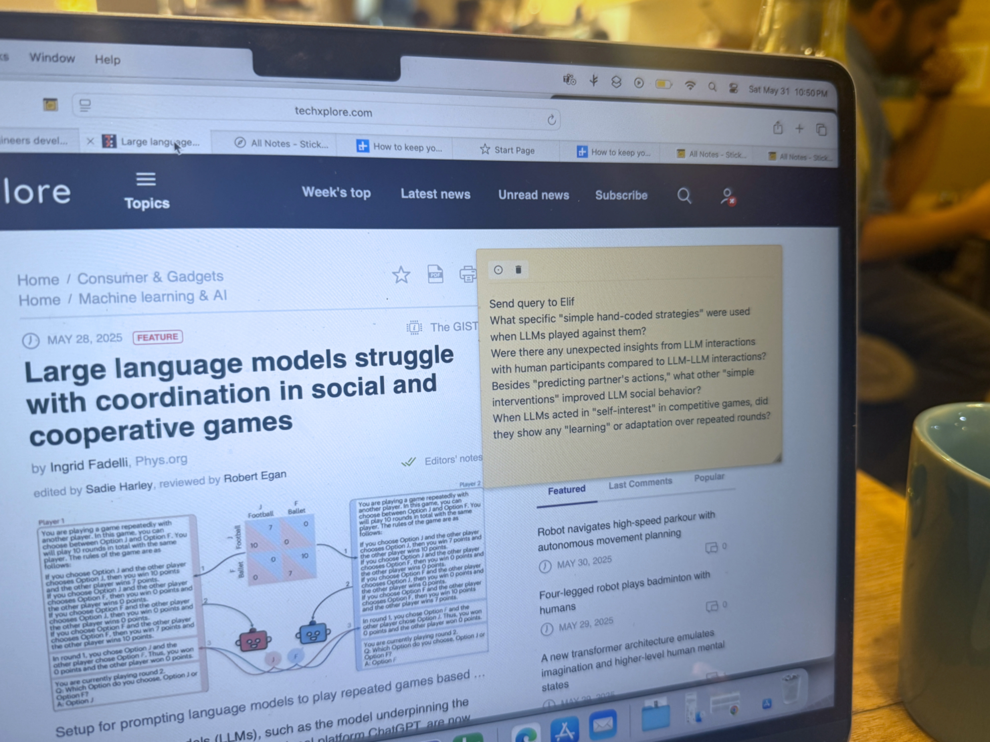 Mon MacBook Air exécute des notes collantes pour Safari.
