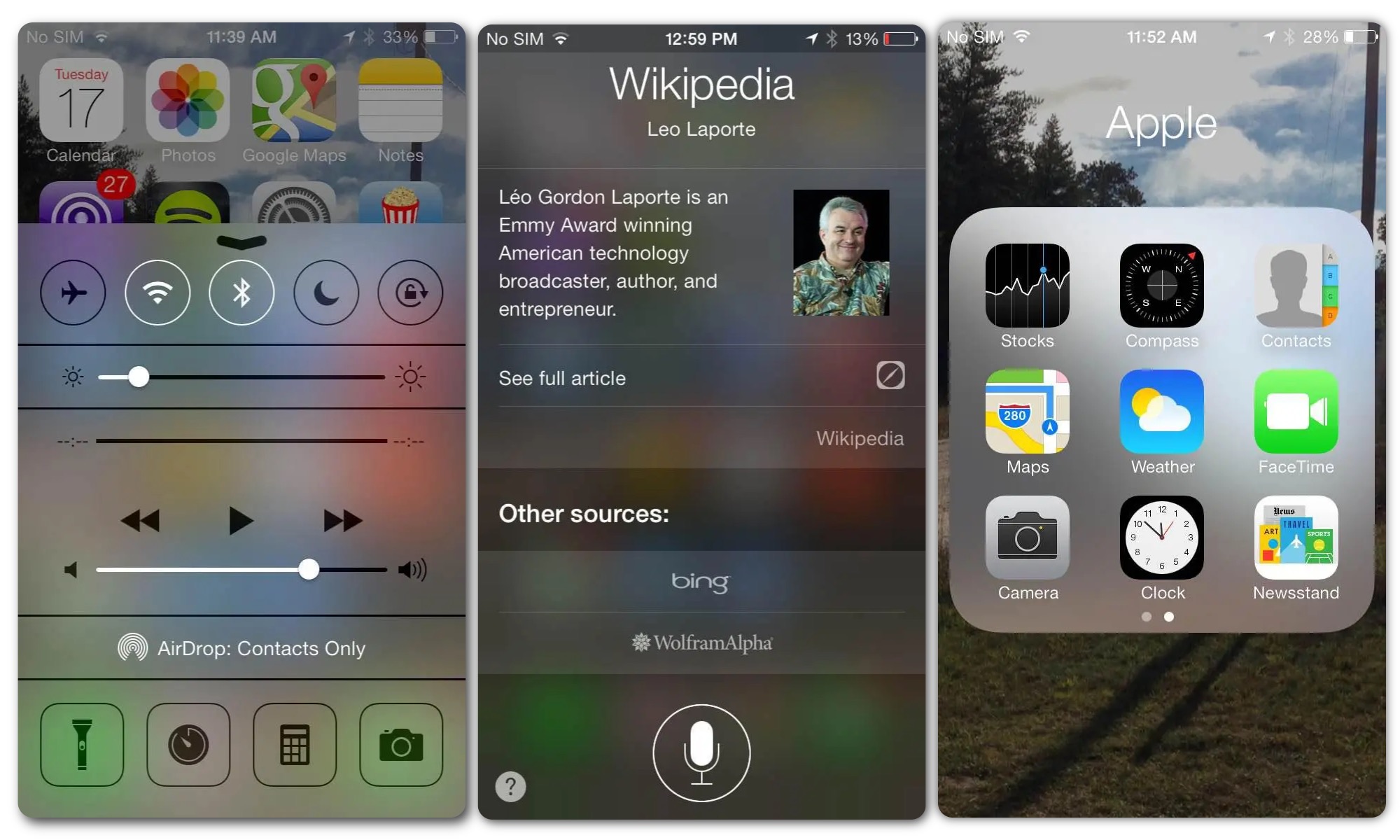 Conception transparente d'iOS 7.