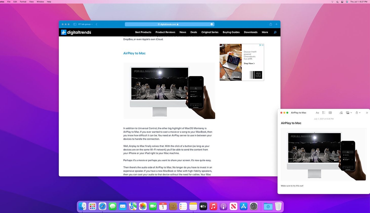 Note rapide dans la bêta publique MacOS Monterey d'Apple