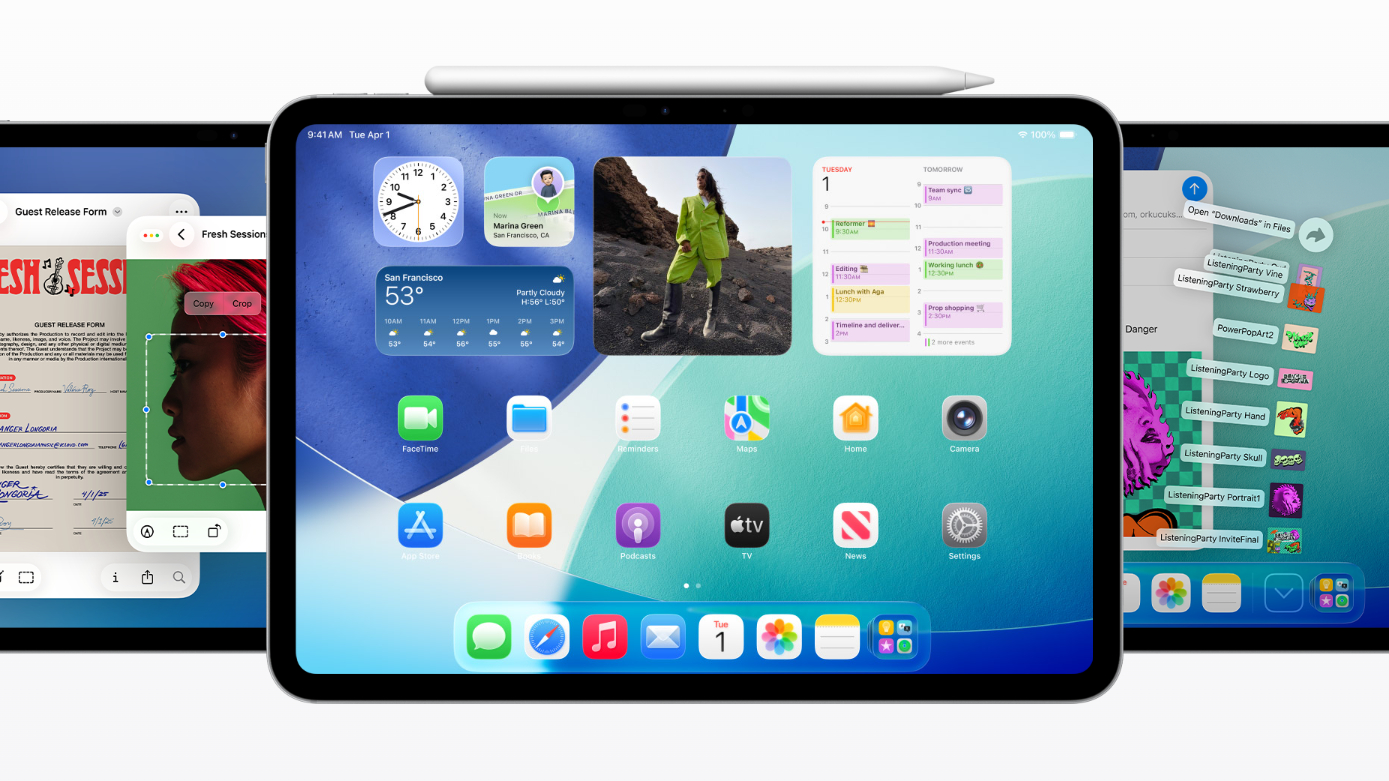 Écran d'accueil des iPados 26 sur un iPad