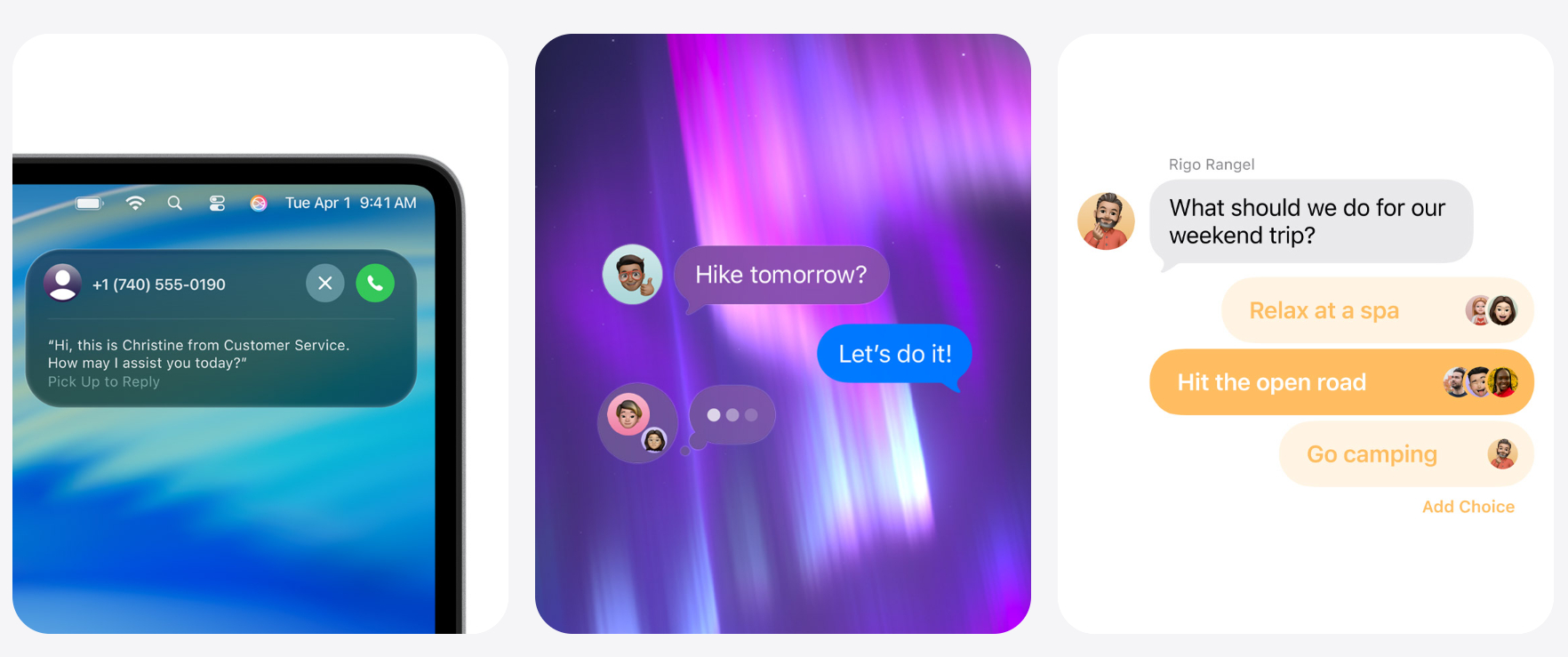 Nouvelles fonctionnalités dans les applications téléphoniques et messages