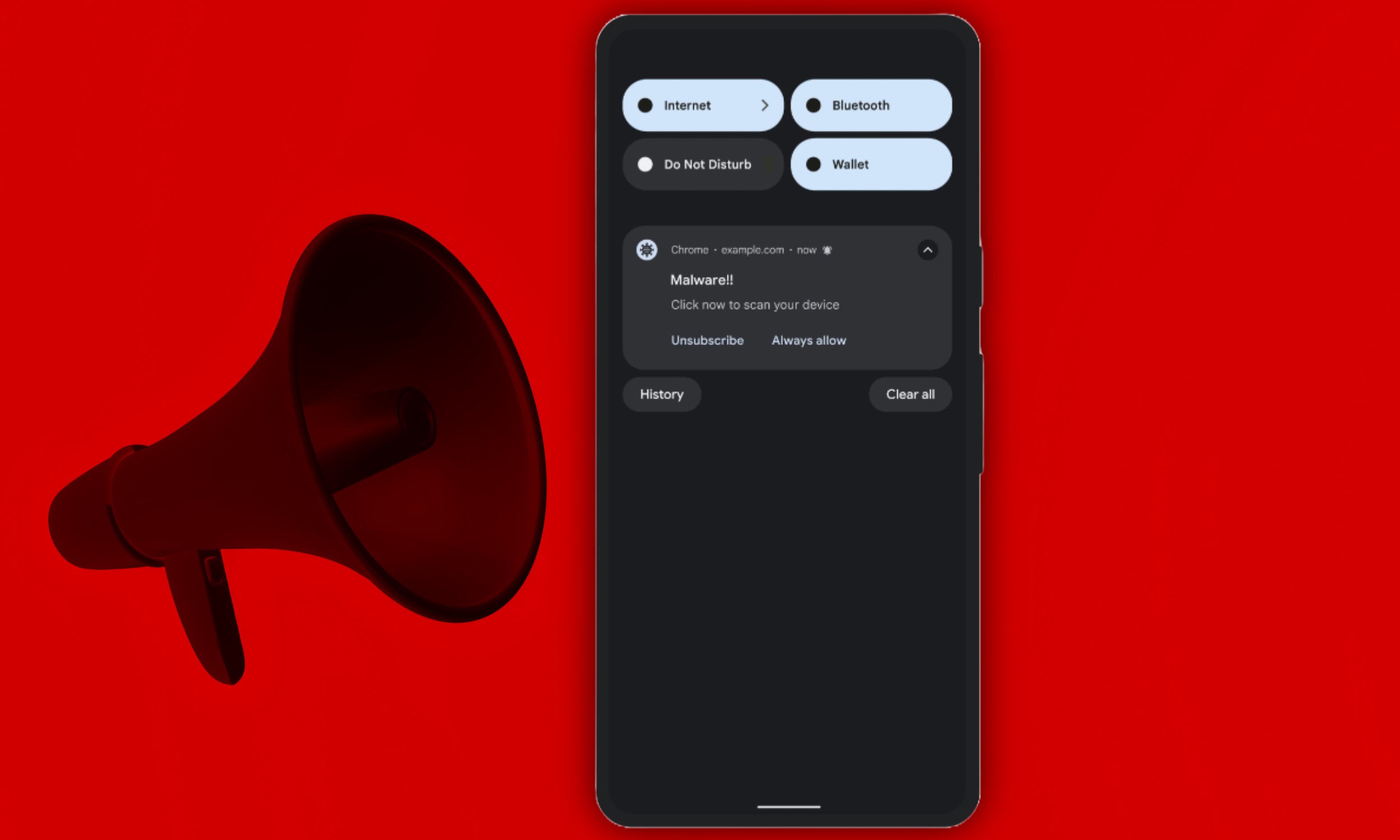 Avertissement de logiciels malveillants dans Chrome Browser.