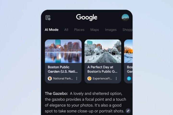 Mode google AI pour la recherche.