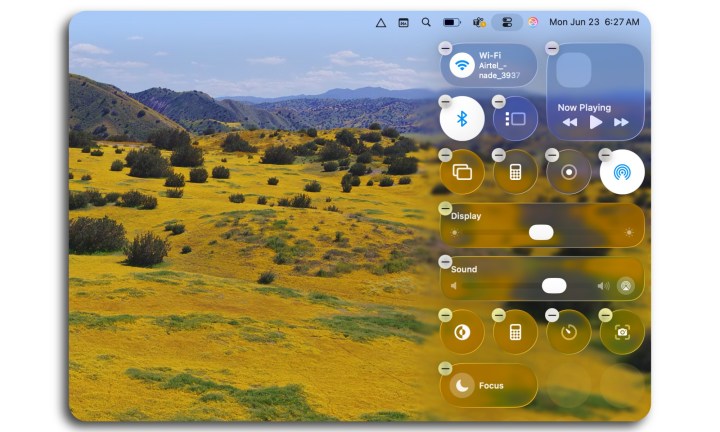 Centre de contrôle dans MacOS Tahoe.