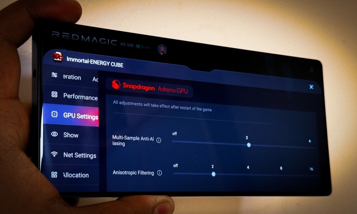 Réglage du GPU sur Red Magic 10S Pro.