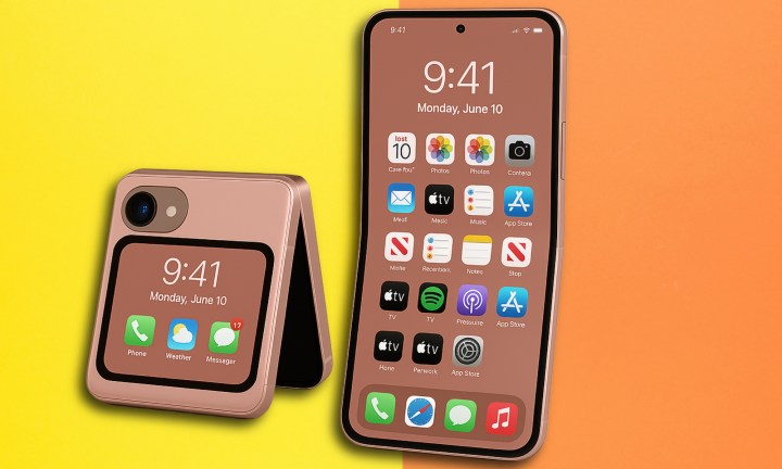 Rendu concept d'un iPhone pliable de style flip. 