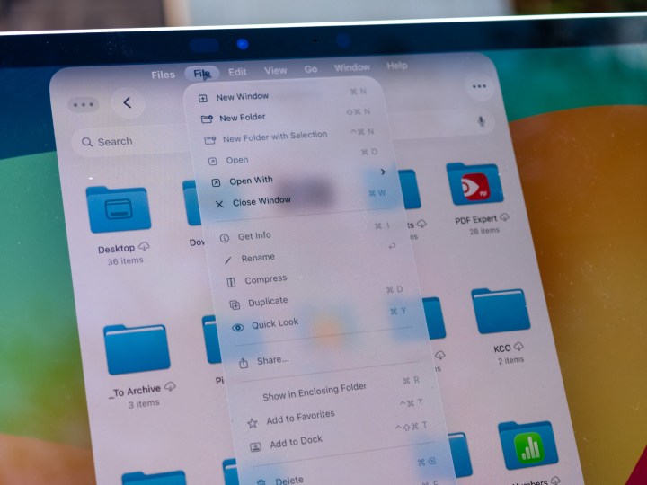 Application de fichiers et le nouveau menu de fichiers sur iPados 26 Développeur Beta 1 Exécution sur un iPad Pro M4 11 pouces