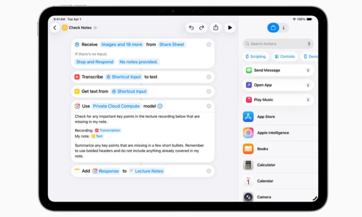 Application de raccourcis dans iPados 26.