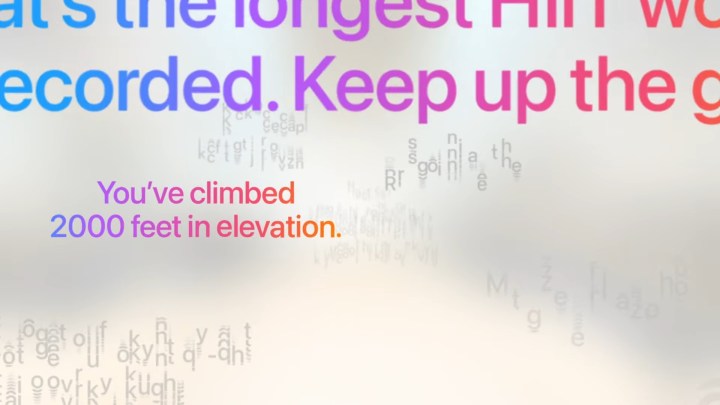 WWDC 2025 Capture d'écran Montant des phrases de motivation Buddy Workout Buddy dans Watchos 26