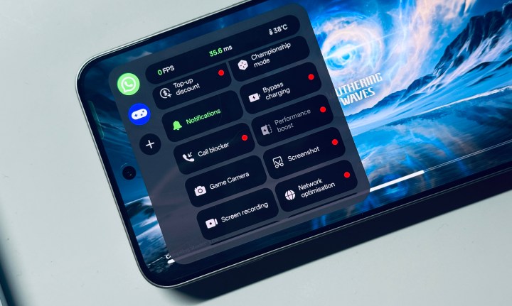 Paramètres en jeu sur le OnePlus Nord 5.